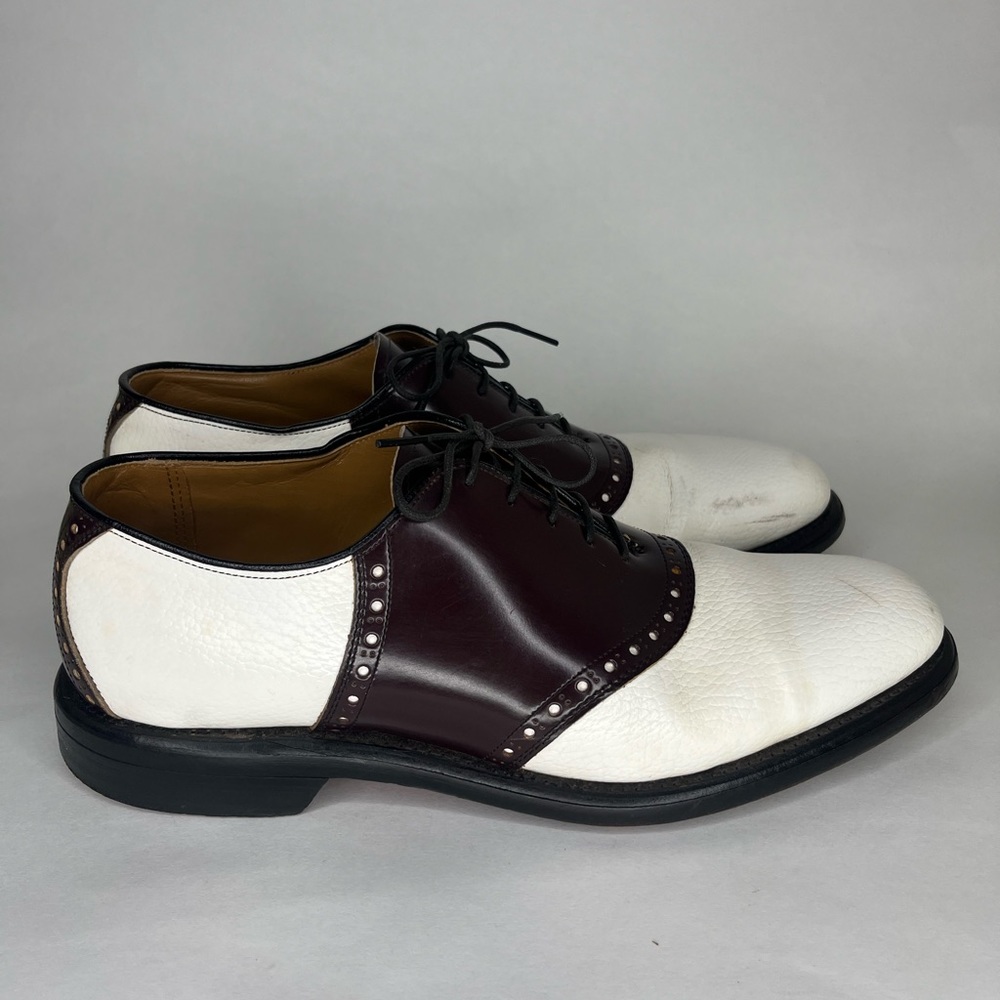 british walkers Shoes Oxfords Lace Up Men Size 9.5 White Brown Leather USA Made